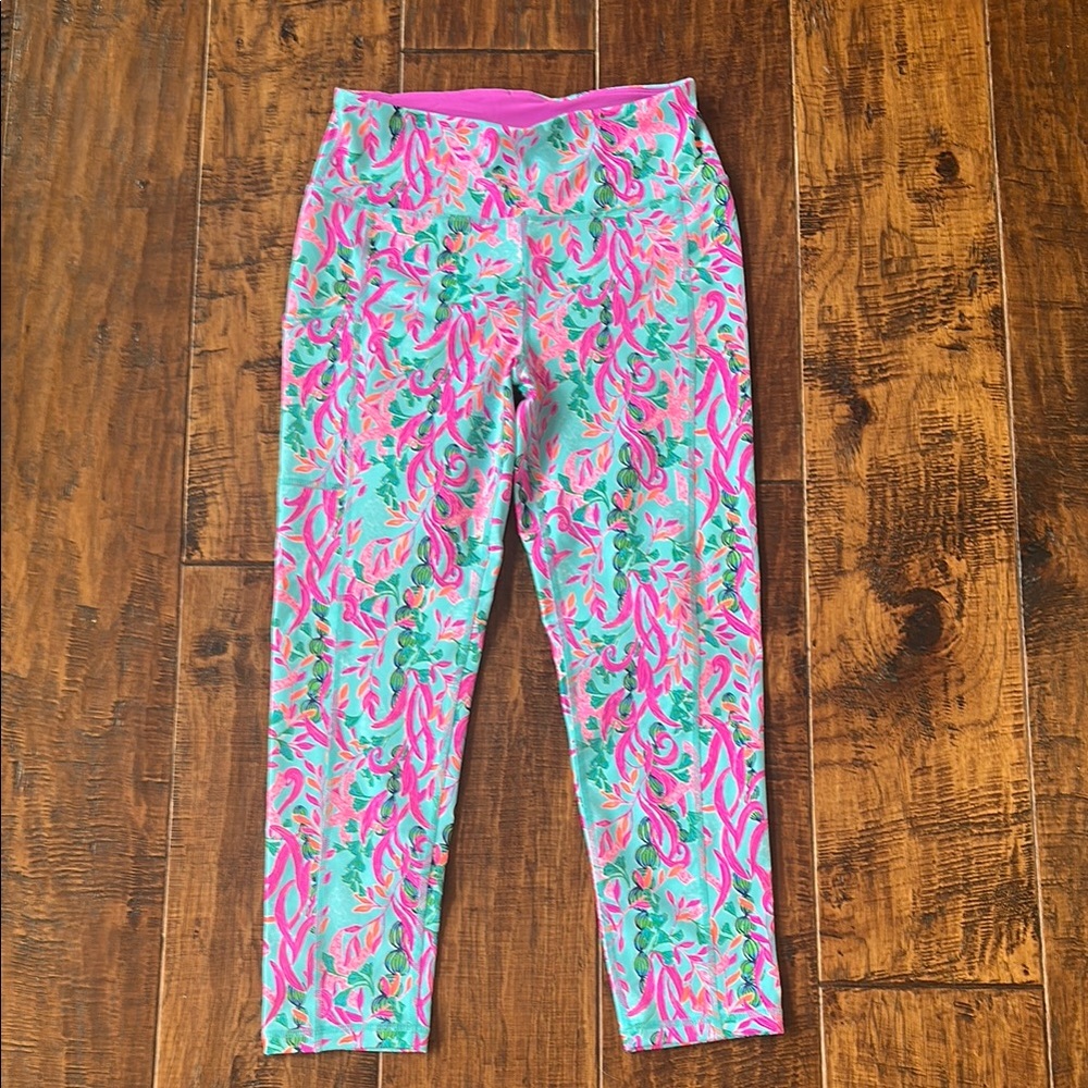 Lilly Pulitzer Luxletic Pink and Aqua Tropical Leggings